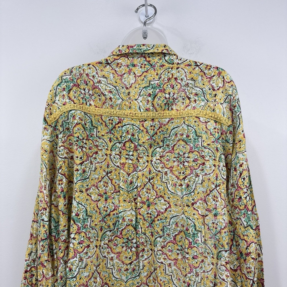 Anthropologie Pilcro Pintuck Peasant Blouse 3X Embroidered Boho Button Up Retro - Picture 12 of 14